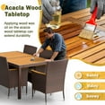 thumbnail image 3 of Lacoo 7 Pieces Patio Dining Sets, Acacia Wood Outdoor Table and Chairs with Curved Armrest and Beige Cushions, Brown, 3 of 7