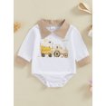 thumbnail image 2 of aturustex Infant Baby Boy Shirt Romper 0 3M 6M 9M 12M 18M Toddler Long Sleeve Sweatshirt Bodysuit Lapel Collar Cartoon Print Playsuit Newborn Little Boys Loose Casual Spring Fall Clothes, 2 of 7