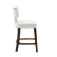 thumbnail image 4 of Set of 2 Mid Century Modern Counter Height Bar Stools, Beige Linen Upholstered Accent Chairs with Curved Copper Nail Backrest, Solid Wood Frame, Dining Room Kitchen Seating, 4 of 17