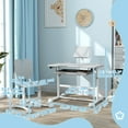thumbnail image 3 of Qaba Ensemble Bureau et Chaise pour Enfants à Hauteur Réglable avec Plateau Inclinable, Gris, 3 of 10