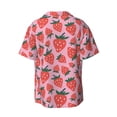 thumbnail image 2 of Xecao offers the Cartoon Strawberry for Men's Casual Short-sleeved Shirt, a button-up collared shirt with a pocket, perfect for beach vacations and yacht travel in the XX-Large size., 2 of 7