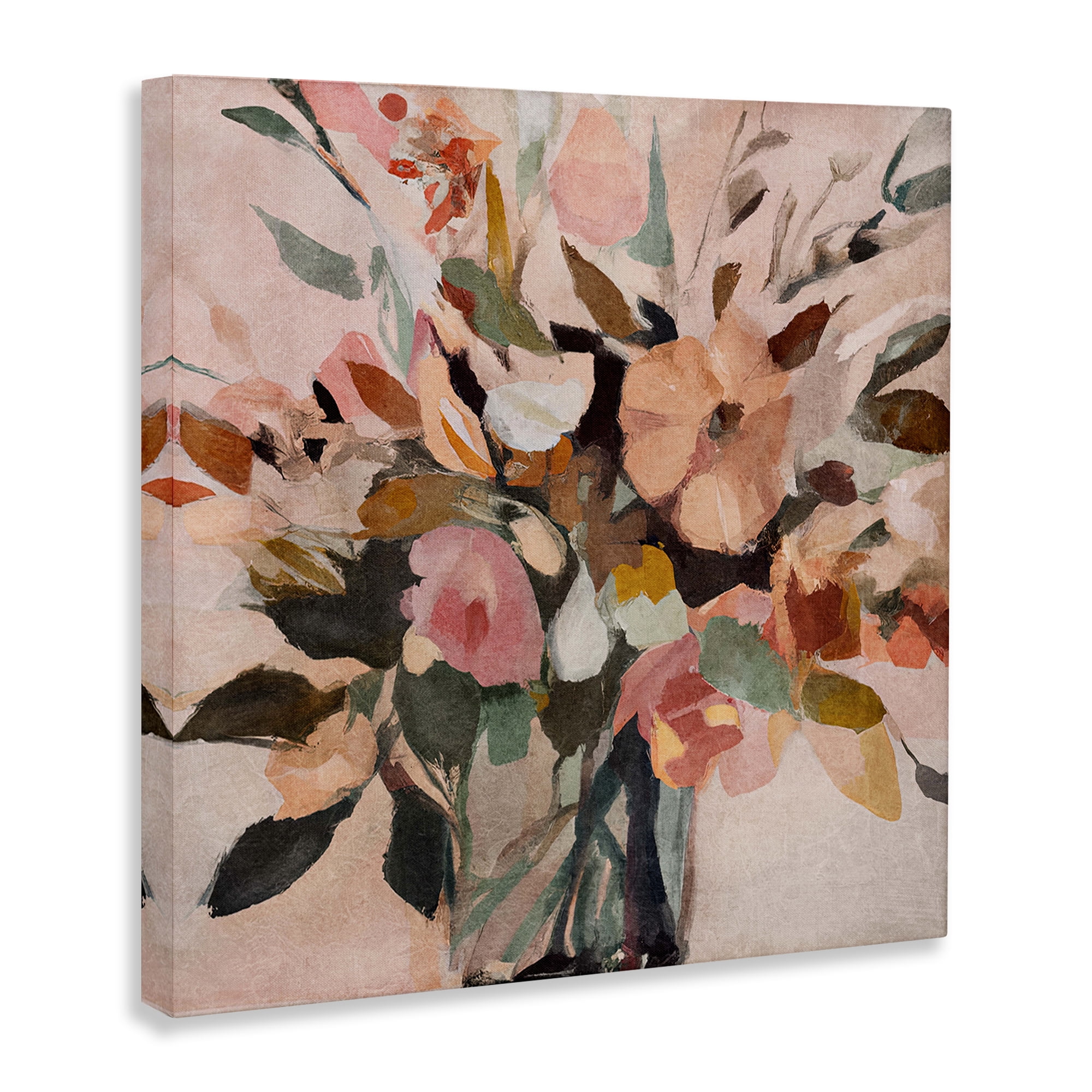 Stupell Industries Blush Abstract Bouquet Plants & Flowers Painting Wrapped Canvas Art Print Wall Art, 17 x 17