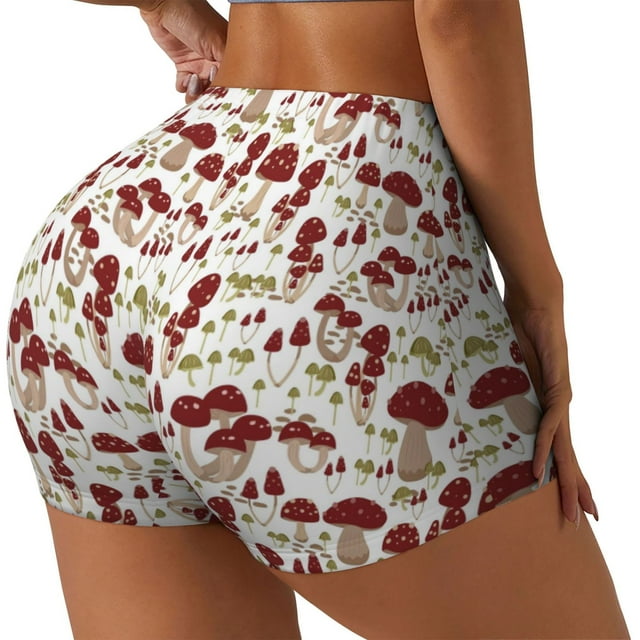 Fotbe Mushroom Shorts Sin Costuras – Shorts Deportivos de Cintura Alta para Mujer, Elásticos para Gimnasio, Yoga, Running o Ciclismo-Small