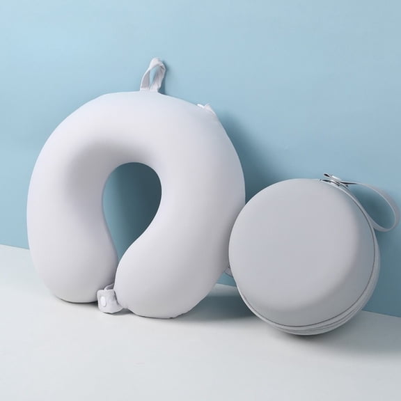 U-Shaped Travel Neck Pillow with Hood for Airplane Nap Privacy, Adjustable Support Cushion for Flights, Road Trips, Office and Train Rest