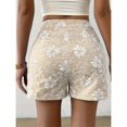thumbnail image 5 of LWavelet Women's Floral Embroidery High Waisted Shorts Elegant Casual Summer Shorts for Date Daily Outings Khaki XL, 5 of 6