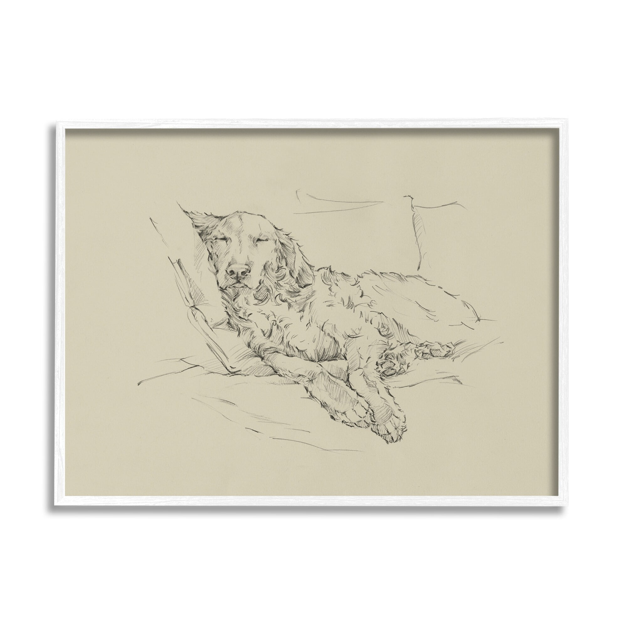 Stupell Industries Peaceful Resting Labrador Dog Pencil Sketch Drawing Drawing Print White Framed Art Print Wall Art, Design by Ethan Harper