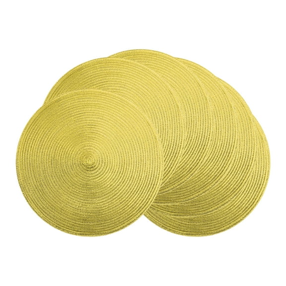 Farmhouse Placemats Set of 6 Woven Placemats for Dining Table Decor Washable Kitchen Table Mat Wipe Clean Gold 15inch