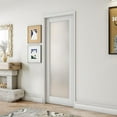 thumbnail image 5 of 30" x 80" French Interior Door - 1 Lite Tempered Frosted Glass Pantry Door Panels, Closet & Bathroom Single Door Slab, White Primed, MDF - Finished Door Panel, 5 of 7