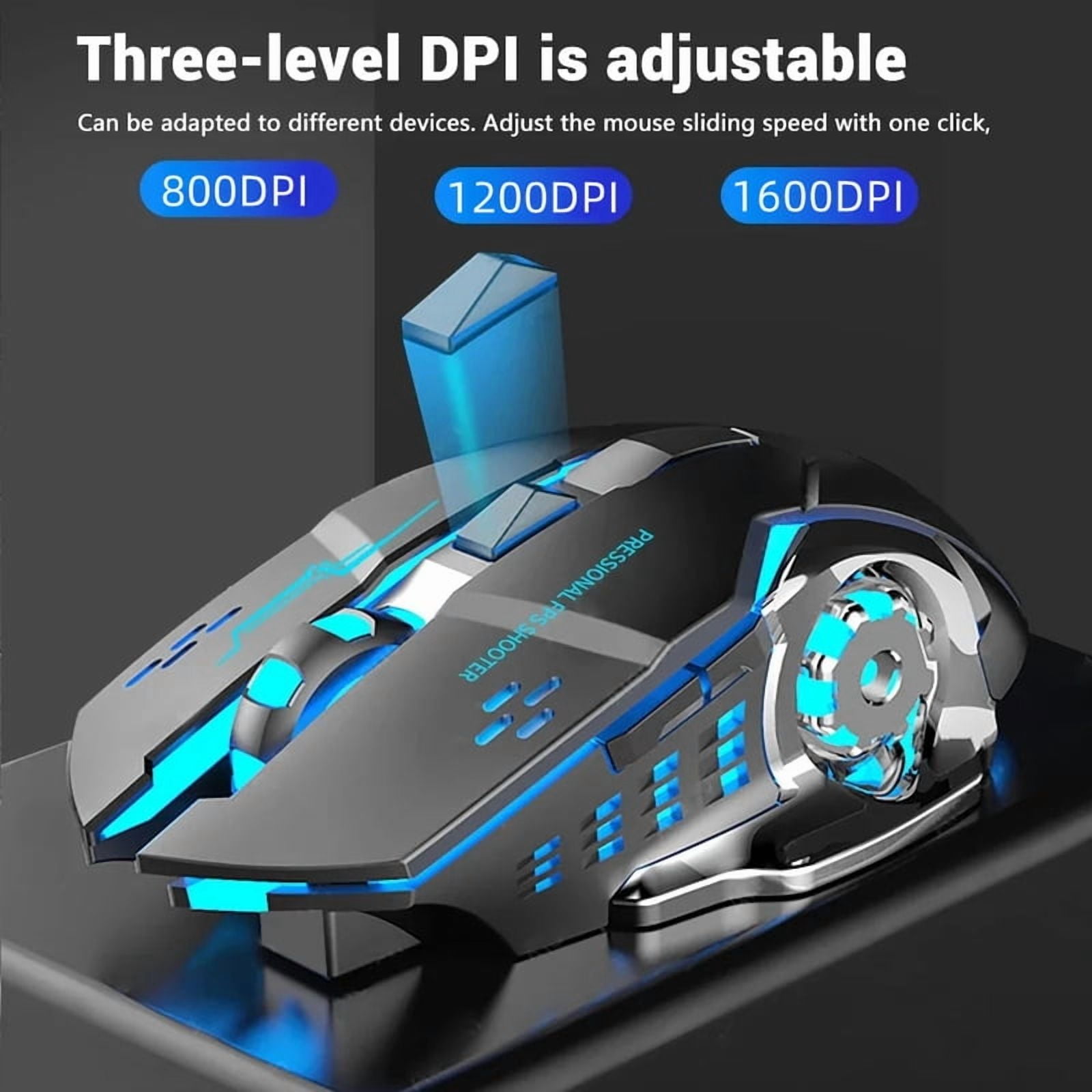 Rechargeable Wireless Bluetooth and 2.4G USB Gaming Mouse Silent Backlight E-Sports Mouse for Laptop Macbook PC Game Office