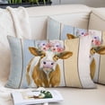 thumbnail image 2 of Farmhouse Cow Throw Pillow Covers, Spring Flowers Colorful Wooden Soft Breathable Pillow Cases with Invisible Zipper for Sleeping, Queen Size Pillowcases for Couch Bed Sofa Chair 20x30 Inches, 2 of 9