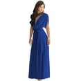 thumbnail image 1 of KOH KOH Long Bridesmaid Formal Short Sleeve V-Neck Full Floor Length Flowy Cocktail Summer Evening Wedding Guest Party Tall Maxi Dress Gown For Women Cobalt Royal Blue Small US 4-6 NT026, 1 of 6