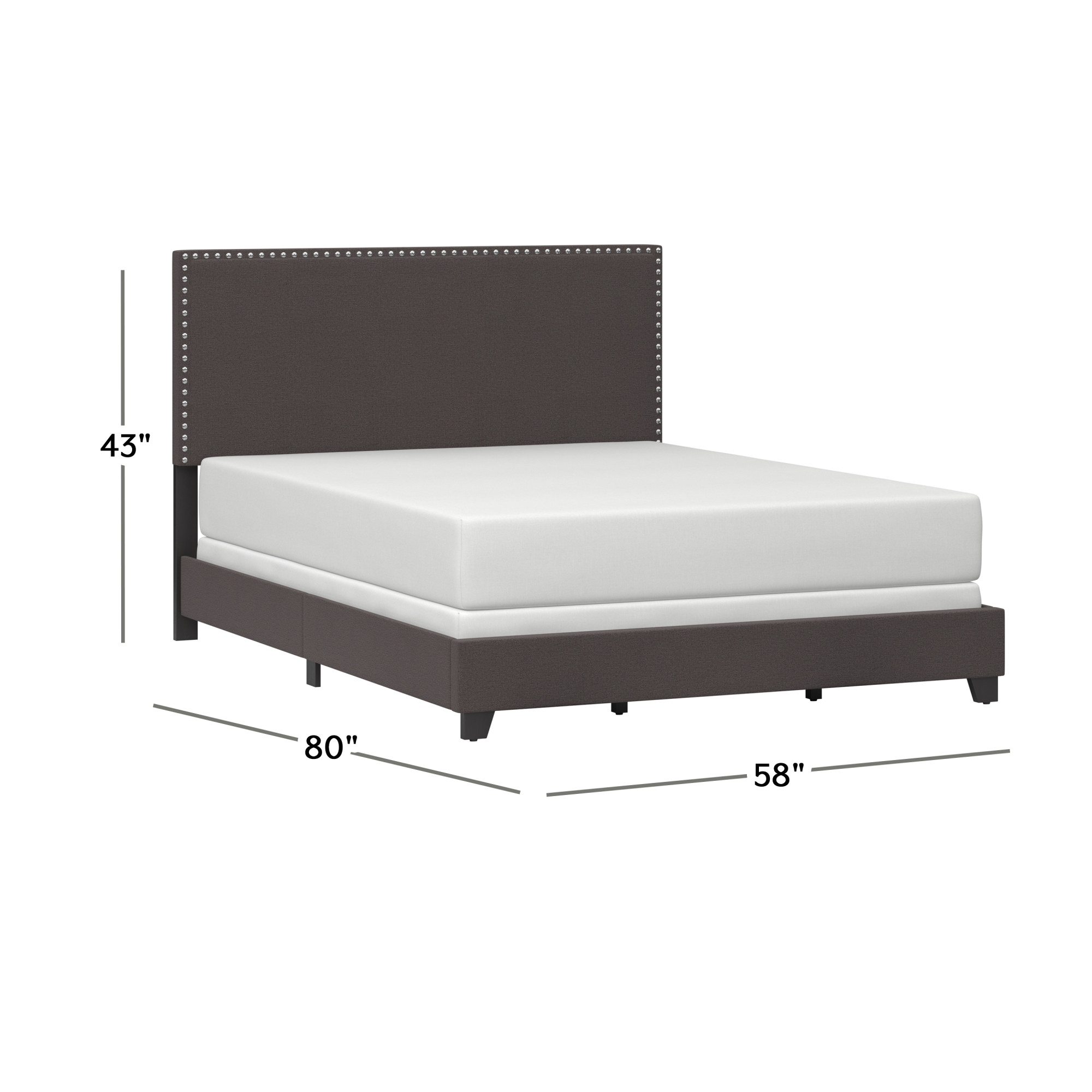 Hillsdale Willow Nailhead Full Bed, Charcoal photo 4