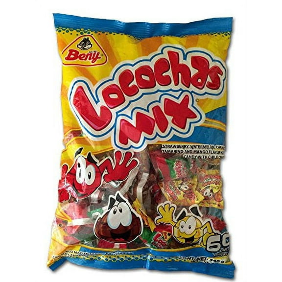 Locochas Mix. Hard Candy Filled With Chili Flavor Mix. 60pc./540g and Rockaleta chili 5 pc