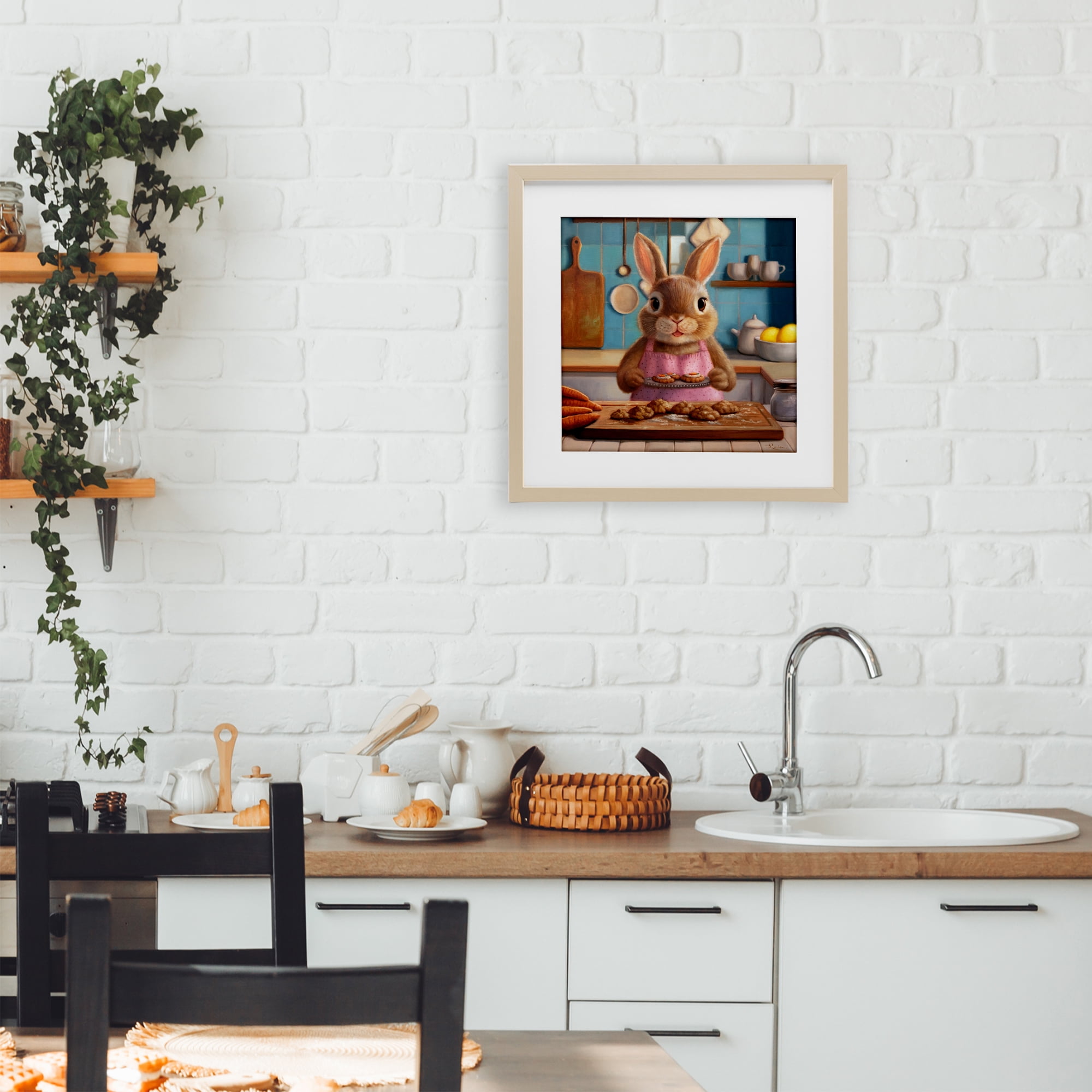 Stupell Industries Mrs. Bunny Bakewell Birch Framed Print Under Glass, design by Lucia Heffernan