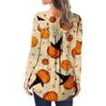 thumbnail image 5 of Blusa informal de manga larga con botones abiertos y cuello redondo para mujer, holgada, plisada, para Halloween Pompotops FGAJ4540, 5 of 5