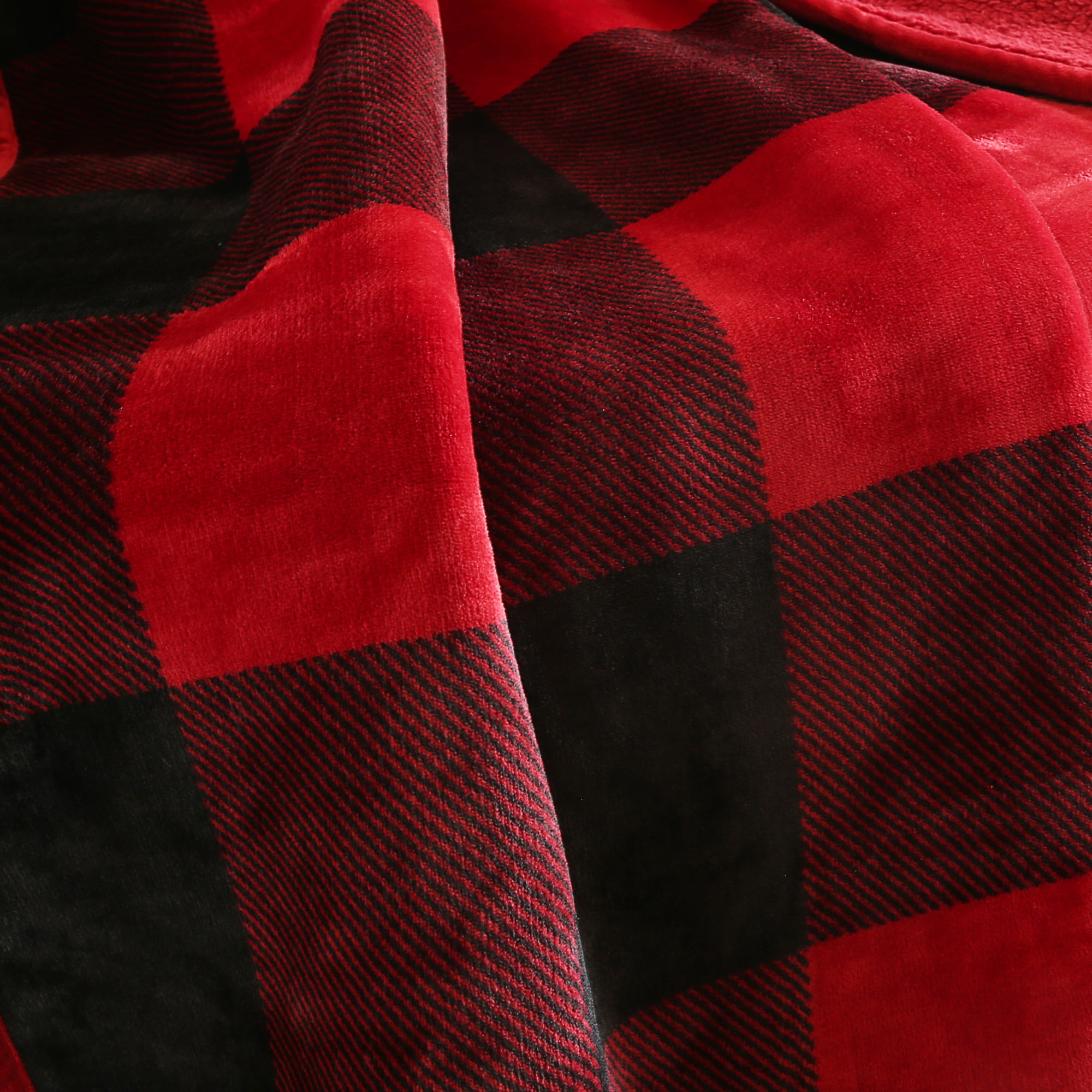 Better Homes & Gardens Oversized Sherpa Throw, 50 x 72, Red Buffalo Plaid  