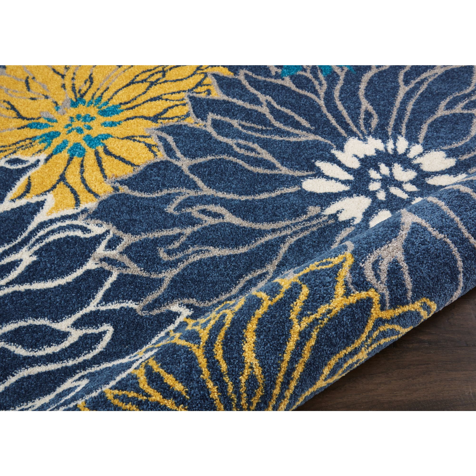 Nourison Passion Floral Blue 2'2" x 10' Area Rug, (2x10)
