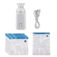 thumbnail image 3 of Bolsas de vacío Bomba eléctrica con bolsas de almacenamiento al vacío con cable USB 5 bolsas de almacenamiento Portátil recargable para viajes Uso doméstico Ahorre espacio Blanco Abanopi  Bolsas de vacío, 3 of 7