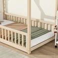 thumbnail image 4 of Miniyam Wood Twin Size Montessori Floor Bed with Fence for Toddler, Natural, 4 of 8