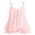thumbnail image 3 of WNVMWI Flowy Tank Tops for Women Ruffle Layered Spaghetti Strap Camisole Ladies Sleeveless Mesh Dress Blouse Pink XXL, 3 of 3
