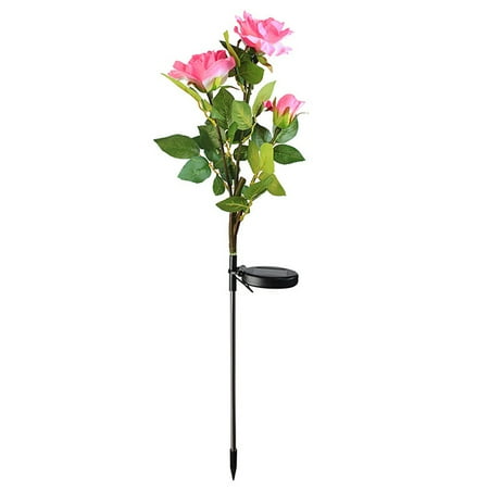 Solar Powered Rose Lamp Garden Courtyard Patio Glowing Flower Induction ...