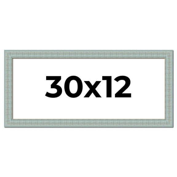 30x12 Frame Blue Teal Distressed Solid Wood Picture Frame | 1.625 Inch Moulding Width | Sonoma Blue