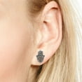 thumbnail image 4 of Tattoo Swirl Hamsa Hand Sterling Silver Stud Earrings | Sterling Silver Stud Earring for women | Hamsa Hand Stud Earrings | Stud Earrings, 4 of 5