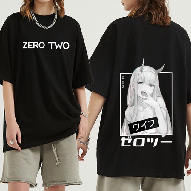 Camiseta de manga corta con estampado de Zero Two de Darling In The Franxx para hombre, ropa de calle divertida de Anime, camisetas informales para mujer, Top de verano xuanjing unisex