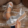 thumbnail image 3 of Eltusu Women Platform Sandals, Non-Slip Ankle Strap Fashion Open Toe Dress Sandals Shoes Silver Size 7, 3 of 10