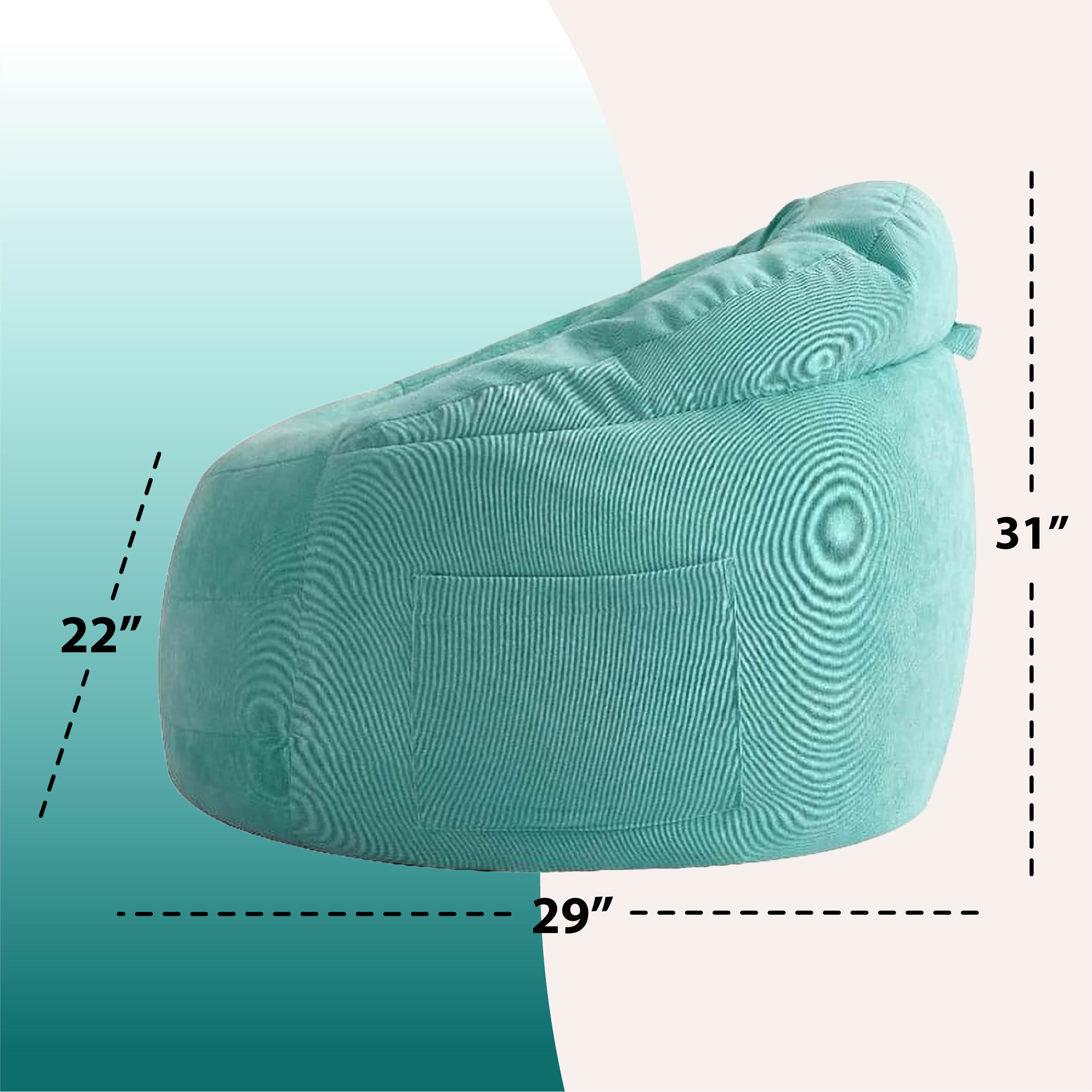POD by Urban Shop, Soft Plush Corduroy Bean Bag Chair with Pocket, Turquoise