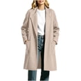 thumbnail image 5 of Tusihei Women Collared Long Sleeve Open Front Lightweight Cardigan Casual Long Coatigan Lady Jacket Coat Winter Outerwear, Khaki S, 5 of 8