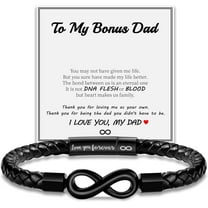 Leather Bracelet for Men Gifts To My Son Bracelet from Mom Fathers Day Bracelet Gifts for Dad Grandpa Love You Forever Engraved Husband Birthday Gift Ideas Infinity Knot Jewelry