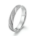 thumbnail image 3 of 4MM Pearl Sand Twill Bands Rose Gold Titanium Steel Women Wedding Ring Size 6-11, 3 of 9