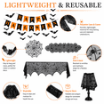 thumbnail image 3 of Halloween Decorations Set Halloween Party Decor Supplies - Round Tablecloth, Table Runner, Fireplace Mantel Scarf, Lamp Shade Cover, Banner, 3D Bat, 3 of 7