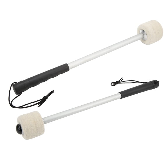 YAHHU 2-Piece Percussion Mallets for Marching Bass Drums, Professional White Felt Head Drumsticks, Compact Portable Lightweight Instrument Parts for Band Practice (14.57 inches / 37 cm)