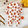 thumbnail image 5 of Weebloom Baby Girl Halloween Outfit Cartoon Cute Pumpkin Printing Pullover Romper Jumpsuit Clothes 3-6 Months, 5 of 8