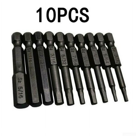 

10Pcs/ Set Hex Magnetic Head Allen Wrench Drill Bits 1/4\ Shank Screwdriver
