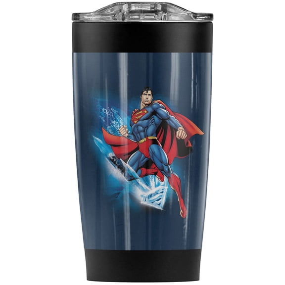 Superman Crystallize Stainless Steel Tumbler 20 oz Coffee Travel Mug/Cup, Vacuum Insulated & Double Wall with Leakproof Sliding Lid | Great for Hot Drinks and Cold Beverages