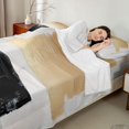 thumbnail image 4 of Castle Fairy Mid Century Watercolor Rectangle Queen Sheets 4 Pieces,Minimalist Retro Aesthetics Queen Sheet Sets,Beige Black Gold,1 Flat Sheet, 1 Fitted Sheet and 2 Pillowcases, 4 of 7