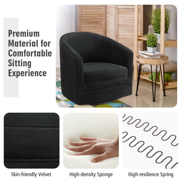 Finihen Modern Assembly Accent Chair, Assembly Accent Chair with 360-Degree Swivel Metal Base, for Living Room, Bedroom, Black Finihen Modern Assembly Accent Chair, Assembly Accent Chair with 360-Degree Swivel Metal Base, for Living Room, Bedroom, Black