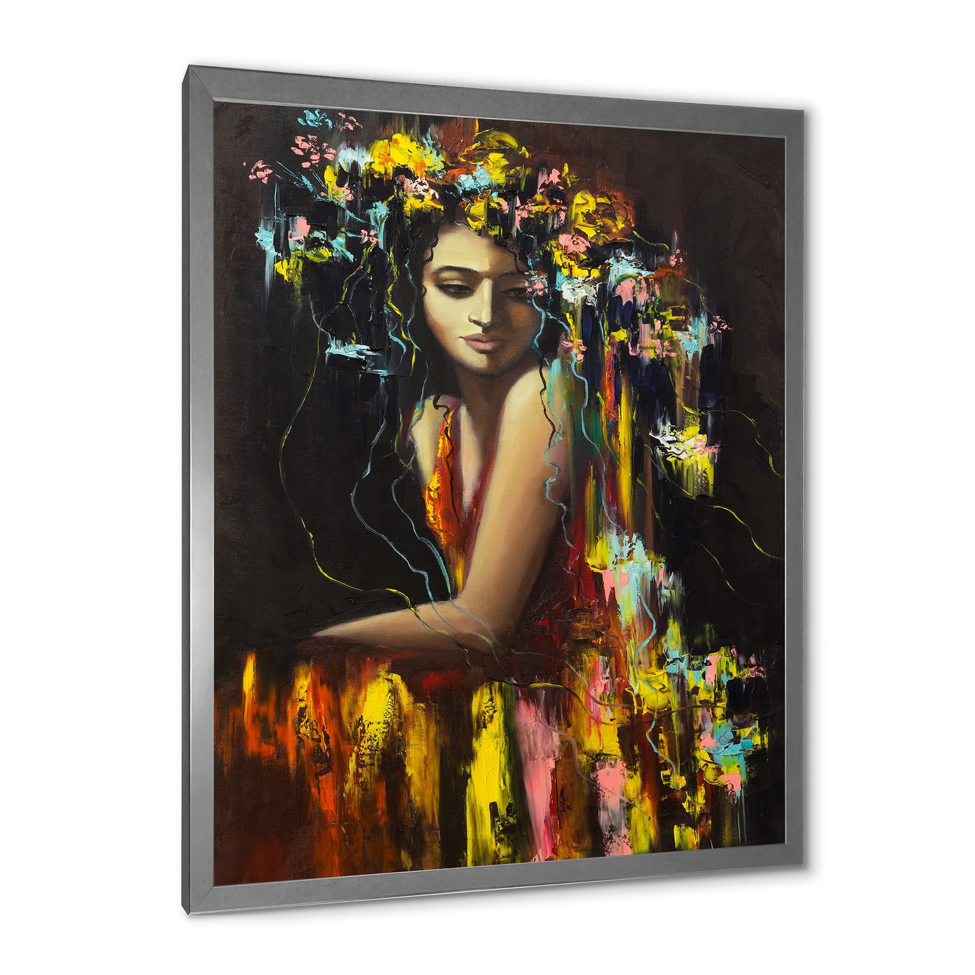 Designart 'Modern Portrait Of A Young Girl' Modern Framed Art Print