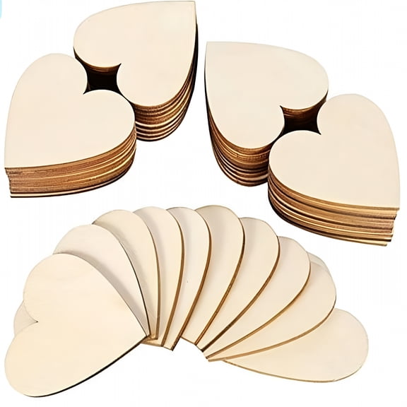 LAMIRO 50 Pcs Wooden Hearts Wooden Craft Hearts Small Wood Slices Diy Wooden Hearts Decorations