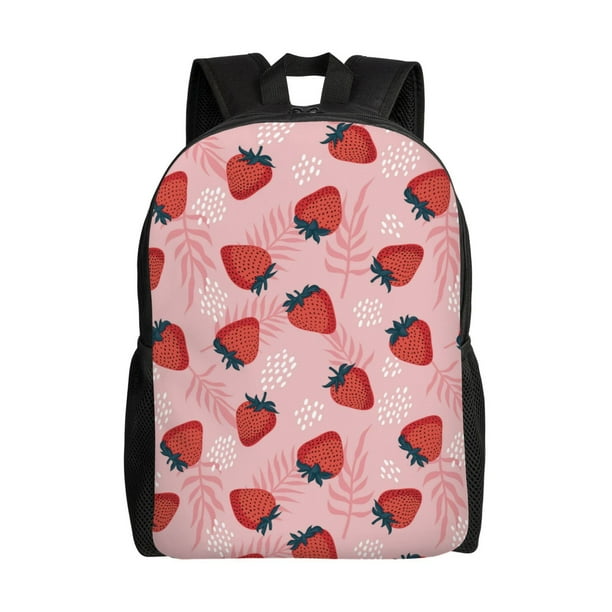 Fotbe Strawberries Mochila de Viaje para Laptop, Mochila Ejecutiva Delgada y Resistente 15.6"