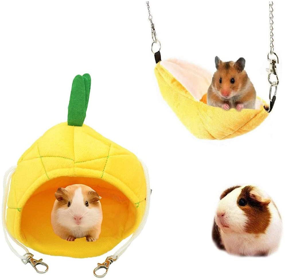 Sugar Glider Cage Accessories Hammock Hamster House Toys for Small Animal Sugar Glider Squirrel Hamster Rat Playing Sleeping 2 Pack of Hamster Bedding 