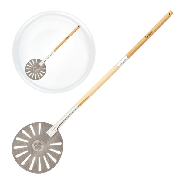 Chef Pomodoro Aluminum Turning Pizza Peel with Detachable Wood Handle for Easy Storage, Pizza Turner, Pizza Turning Peel, Luxury Pizza Paddle for Baking Homemade Pizza Bread (9-Inch)