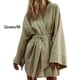 thumbnail image 3 of Guardurnaity Vestido de noche de algodón y lino para mujer, de manga larga, transpirable, bonito, adelgazante, para chicas, ropa de dormir, Vestidos Verde METRO, 3 of 6
