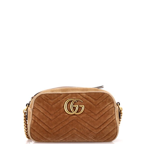 Pre-Owned GG Marmont Shoulder Bag Matelasse Velvet Small By Rebag