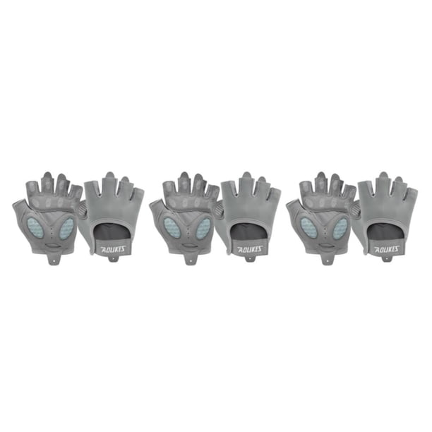 Guantes de Fitness Toystoory 2 uds Culturismo Ajustable Transpirable Medio Dedo Gris L