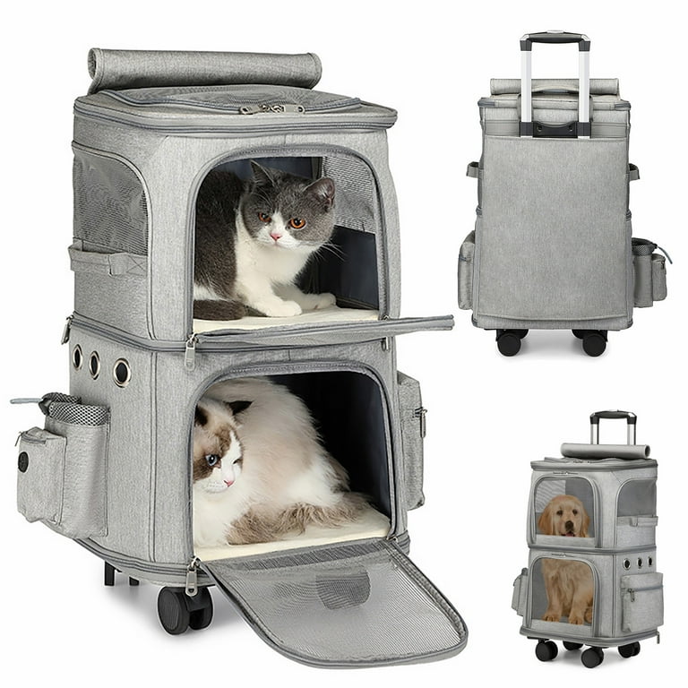 Double Layer Cat Carrier Backpack Removable Cat Carrier for 2