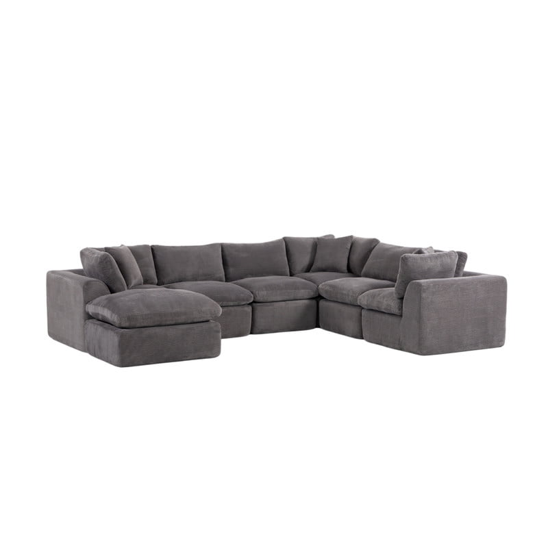 Oversized U-Shaped Sectional Sofa with Ottoman, 7-Seater Chenille Modular Sofa with Deep Seat, Cloud Sofa Boneless Couch for Living Room Apartment